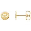 14k Yellow Gold Round Ichthus Fish Earrings With Cut-out Design