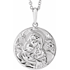 14k White Gold Madonna and Child Necklace