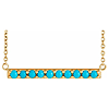 14k Yellow Gold Cabochon Turquoise Bar Necklace 