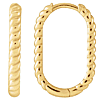 14k Yellow Gold Long Oval Rope Hoop Earrings 3/4in