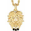 14k Yellow Gold Black Spinel and Diamond Lion Head Necklace