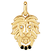 14k Yellow Gold Black Spinel and Diamond Lion Head Pendant