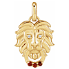 14k Yellow Gold Garnet and Diamond Lion Head Pendant