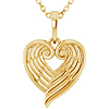 14k Yellow Gold Angel Wing Heart Necklace
