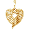 14k Yellow Gold Angel Wing Heart Pendant