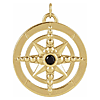 14k Yellow Gold Onyx Compass Pendant