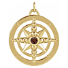 14k Yellow Gold Garnet Compass Pendant
