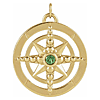 14k Yellow Gold Tsavorite Garnet Compass Pendant