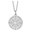 14k White Gold .015 ct Diamond Compass Necklace