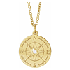 14k Yellow Gold .015 ct Diamond Compass Necklace