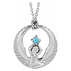 14k White Gold Turquoise Phoenix Symbol Necklace