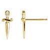 14k Yellow Gold .02 ct tw Diamond Dagger Earrings