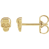 14k Yellow Gold Skull Stud Earrings
