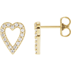 14k Yellow Gold 1/4 ct tw Diamond Slender Open Heart Earrings