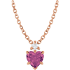 14k Rose Gold Pink Tourmaline Heart and Diamond Necklace