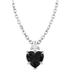 14k White Gold Black Onyx Heart and Diamond Necklace