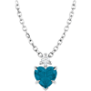 14k White Gold Blue Topaz Heart and Diamond Necklace