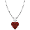 14k White Gold Garnet Heart and Diamond Necklace