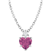 14k White Gold Pink Tourmaline Heart and Diamond Necklace