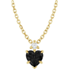 14k Yellow Gold Black Onyx Heart and Diamond Necklace