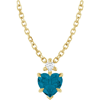14k Yellow Gold Blue Topaz Heart and Diamond Necklace