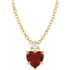 14k Yellow Gold Garnet Heart and Diamond Necklace