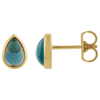 14k Yellow Gold Pear Cabochon London Blue Topaz Stud Earrings