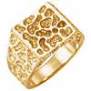 14k Yellow Gold Men's Square Nugget Signet Ring with Textured Finish
