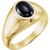 14k Yellow Gold Men's 10mm Oval Black Onyx Ring