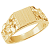 14k Yellow Gold Men's Square Nugget Signet Pinky Ring 