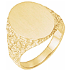 14k Yellow Gold Men's Oval Signet Ring with Nugget Texture
