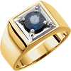 14k Two-tone Gold Men's 1.5 ct Blue Sapphire Ring