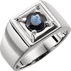 14k White Gold Men's 1.5 ct Blue Sapphire Ring