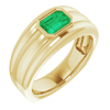 14k Yellow Gold Men's 1 ct Lab Created Emerald Bezel Set Ring