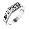 14k White Gold Men's Celtic Signet Ring with Rectangular Top