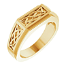 14k Yellow Gold Men's Celtic Signet Ring with Rectangular Top