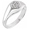 14k White Gold Men's Celtic Knot Signet Ring with Round Top