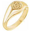 14k Yellow Gold Men's Celtic Knot Signet Ring with Round Top