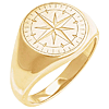 14k Yellow Gold Men's Compass Signet Ring