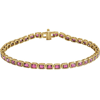 14k Yellow Gold Emerald-cut Pink Tourmaline Line Bracelet