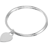8in Sterling Silver Triple Bangle Bracelet with Heart Charm