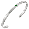 14k White Gold 1/10 ct Emerald Bezel Cuff Bracelet