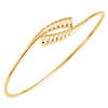 14k Yellow Gold Bypass Bangle Bracelet with Grooves