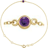 14k Yellow Gold 3mm Amethyst Bezel-Set Solitaire Adjustable Cable Link Bracelet