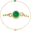 14k Yellow Gold 3mm Emerald Bezel-Set Solitaire Adjustable Cable Link Bracelet