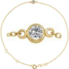 14k Yellow Gold 3mm White Sapphire Bezel-Set Solitaire Adjustable Cable Link Bracelet