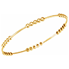14k Yellow Gold Beaded Station Bangle Bracelet  7.75in