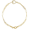 14k Yellow Gold 1/8 ct tw Diamond Heart Paper Clip Link Bracelet