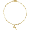14k Yellow Gold .03 ct tw Diamond Cross Charm Paper Clip Link Bracelet