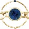 14k Yellow Gold .37 ct Blue Sapphire Curb Link Bracelet 7in